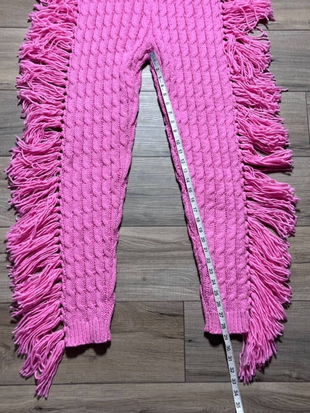 Hot & Delicious Womens Cable Knit Pull On Pants With Finge Size Medium Pink - Picture 5 of 9